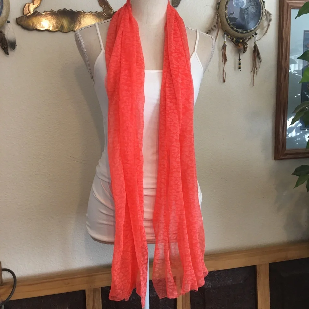 Coral pink soft light stretchy scarf wrap
